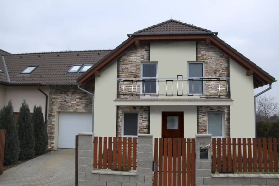 Návrh fasády s kamenným obkladem - varianta 2