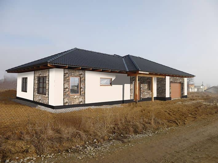 Návrh barevnosti fasády - varianta 4 - boční pohled