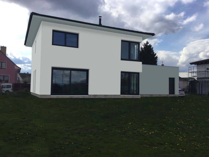 Barevná fasáda rodinného domu - varianta 1 - zadní pohled