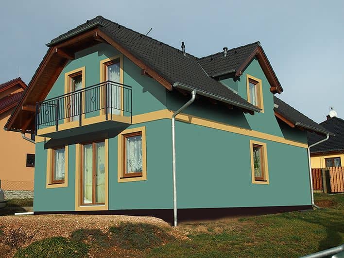 Návrh fasády rodinného domu - varianta 2 - zadní pohled