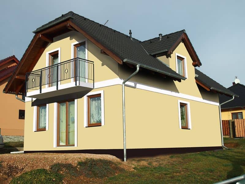 Návrh fasády rodinného domu - varianta 3 - zadní pohled